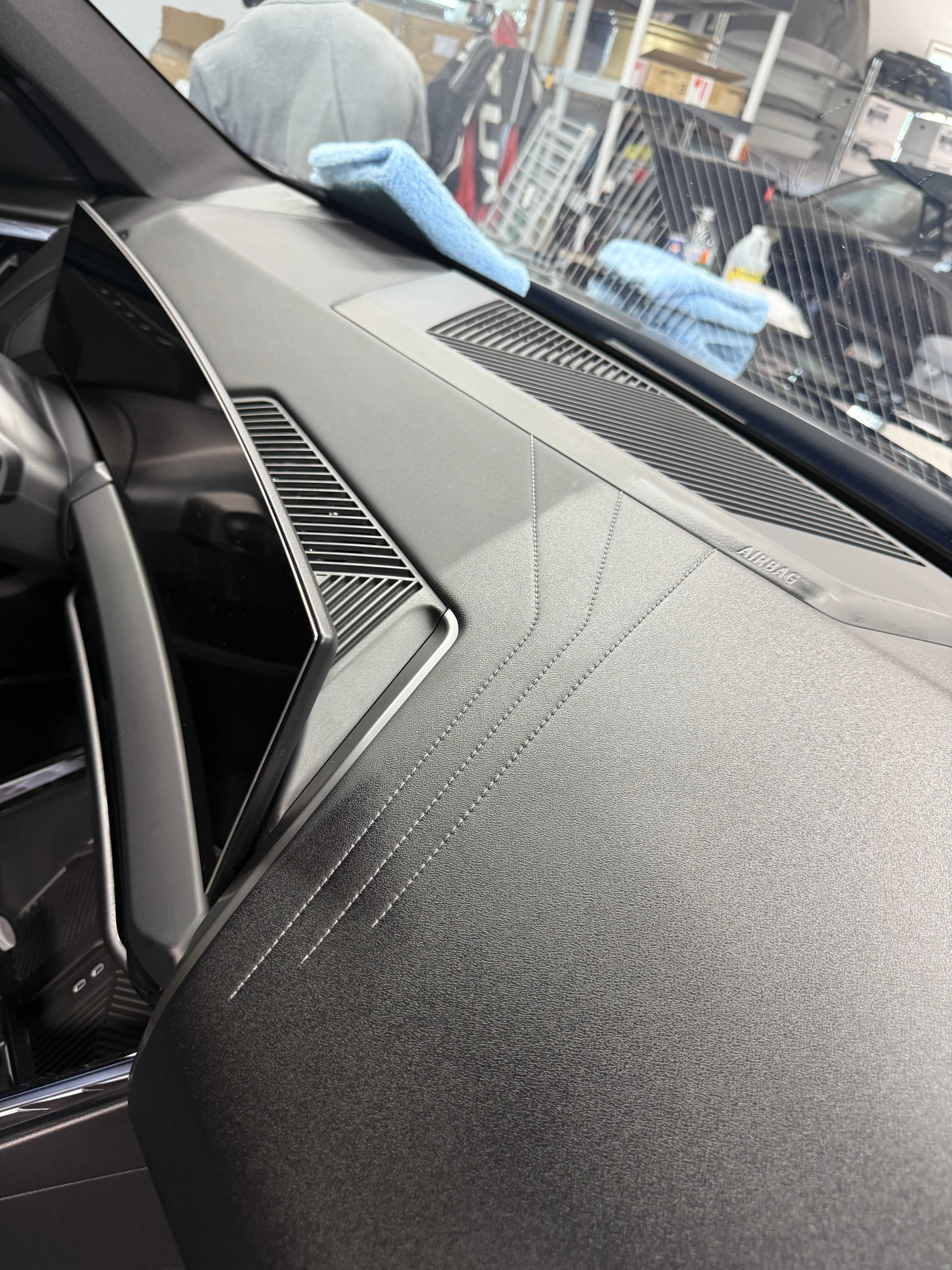 Interior ceramic coating before and after — protected leather and trim at Detailed by J, South El Monte